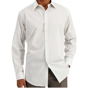 Club Room Men's Gray Regular Fit Check Dress Shirt, size L 16 - 16 1/2